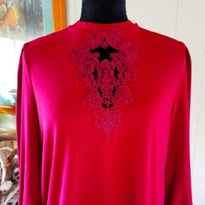Embroidered lace inset blouse